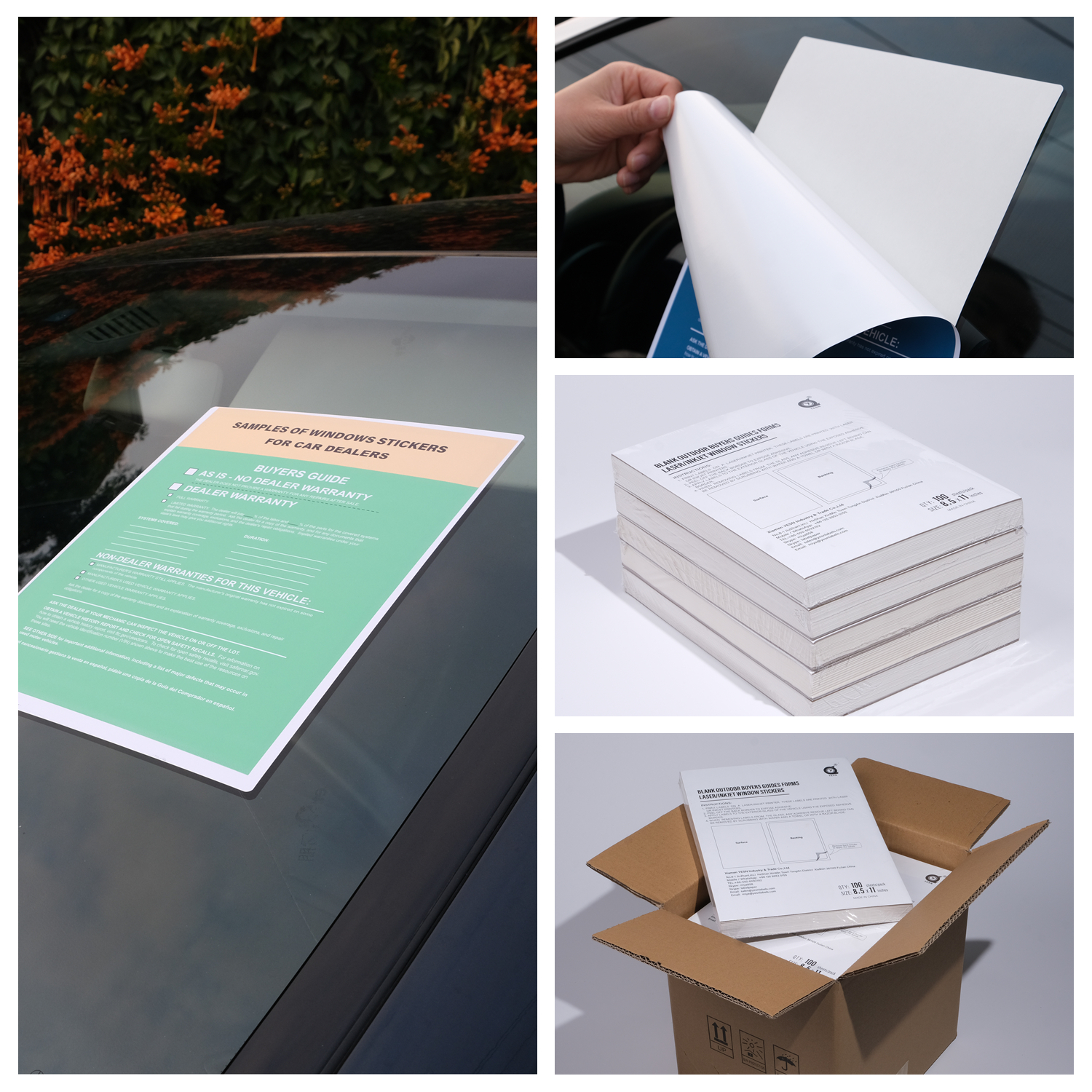 Custom Laser Inkjet Window Stickers 8.5x11'' Form