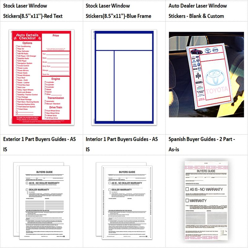 Window Inside Label 8.5x11 Form Auto Dealer Outdoor Blank Laser Inkjet Window Label Stickers